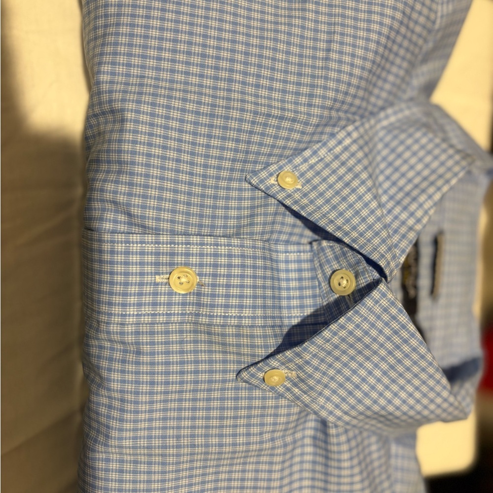 Nautica Blue Gingham Dress Shirt Classic Style